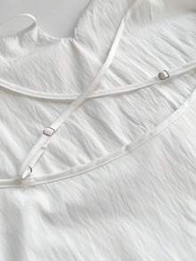 Maweii Große Größen minimalistischer weißer Zweifach-Rüschen-Saum Kreuz-Rücken Trägerhemd und bequeme weite Hose 2 Stücke Set, weißer Anzug, elegantes Outfit für Mollige, Rüschen-Saum, geeignet für Ausflüge, Alltag, Partys, Einkaufen Urlaubsoutfit für Frauen, Braut, Abschluss, Damen Sommer 2 Stücke Set, Damen Sommer Co-Ord, Damen Casual 2 Stücke Outfit, Damen Casual Outfit Sets, Damen 2 Stücke Outfit Casual - Weiss - Übersicht 6