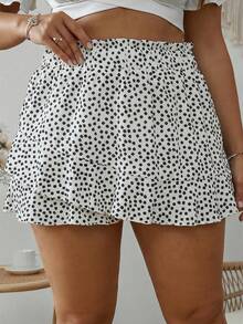 SHEIN VCAY Große Größen Ditsy Blumen Muster Papiertragetasche Taille Skort Frühling Shorts - Weiss - Übersicht 3