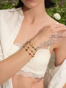 Glisma Vòng tay dây chuyền nữ, Trang phục, Phong cách cổ điển, Kim loại/Chất liệu, Đá quý, Dành cho mẹ/phụ nữ/bé gái/người mẹ, Cao cấp, Cổ điển, Sang trọng, Phong cách cổ điển, Trang phục, Sang trọng, Kim loại/Chất liệu, Cổ điển, Thanh lịch, Dành cho mẹ/phụ nữ/bé gái/người mẹ, Đá quý, Hình trái tim, Ngày lễ tình nhân, Vàng, Lễ Phục sinh, Du lịch/Bãi biển/Kỳ nghỉ, Phong cách Boho, Phong cách Grunge - Vàng - Xem 3