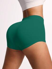 Slayform Yoga Shorts Sexy High Waist Booty Stretch Workout Exercise Hot Shorts - Army Green - View 4