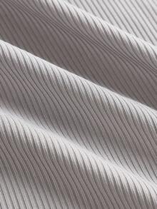 SHEIN Girlism Teen Girls V-Neck Button Knit Short Sleeve T-Shirt, Sweet Cute Minimalist Versatile Casual Daily Mid-Length Tee - Grey - View 4