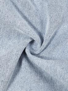 Tween Girls Y2K Casual Elastic Waist Washed Light Blue Soft Comfortable Denim Shorts, Versatile Street Style, 2026 Summer New Arrival - Medium Wash - View 5