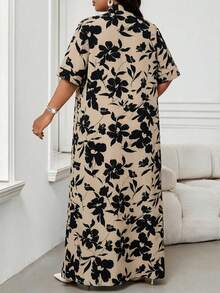 SHEIN Lady Bộ áo choàng và quần dài in hoa dành cho nữ cỡ lớn, kiểu dáng thường ngày, gồm 2 món. - Nhiều màu - Xem 2