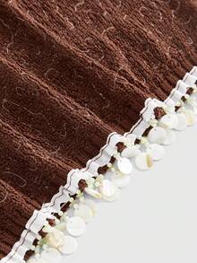 ROMWE Y2K Spring/Summer Beach Vacation Sexy Sequin Halter Backless Crop Top For Women - Brown - View 3