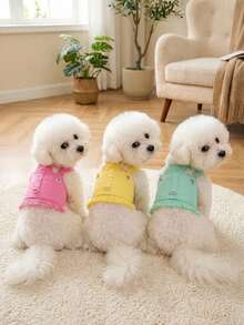 PETSIN 宠物春季新款狗狗服装 动物用品 宠物服装 狗狗背心 猫咪T恤 泰迪熊套装 小型动物服装 休闲酷炫背心 狗狗服装 猫咪服装 春夏两季新款背心 - 彩色 - 查看 2