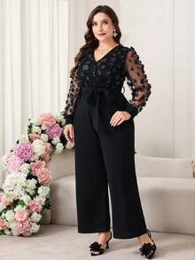 Ellevyn Bộ áo liền quần dài tay cổ chữ V thắt eo thời trang thanh lịch dành cho nữ cỡ lớn - Nhiều màu - Xem 7