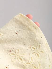 Sweetra 新款镂空串珠提花面料优雅通勤时尚船领荷叶边下摆黄色连衣裙，女款 - 黃色 - 查看 4