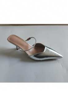 CUCCOO SZL Fashionable Elegant Commuter Crystal Decorated Pointed Toe High Heels Spring Shoes - Silver - View 12