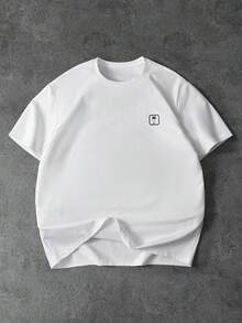 PAVTROS 男士夏季字母印花圆领短袖休闲 T 恤男士夏季服装男士街头潮流街头潮流 T 恤男士落肩 T 恤、街头潮流、男友礼物、返校、图案 T 恤、返校 - 白色 - 查看 1