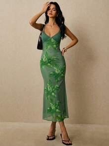 Poéselle Women's Elegant Floral Print Sleeveless Dress, Summer - Multicolor - View 5