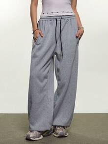 INAWLY Women's Grey & Black Striped Drawstring Waist Pockets Sweatpants - Grey - View 4