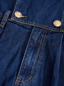 GlowEve Jumpsuit Denim Washed Gaya Vintage Kasual Musim Semi/Panas Wanita Ukuran Plus, Warna Biru Tua, Cocok untuk Acara Formal dan Pesta - Dark Wash - View 7