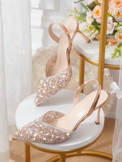 CUCCOO HITCHD Women's Fashionable Elegant Party Crystal Decor Transparent Pumps Valentine's Day
