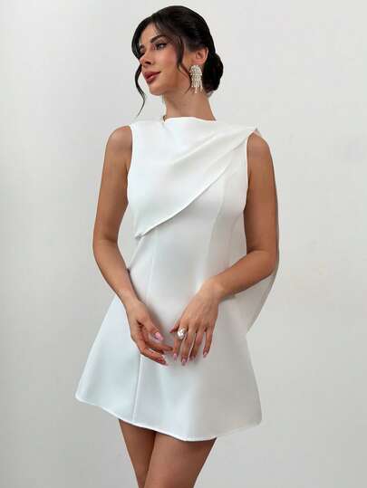 Firerie Women's Elegant Minimalist Dignified Sophisticated Daily Casual Commute Holiday A-Line White Mini Dress