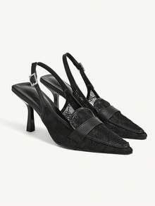 CUCCOO CHICEST Giày cao gót mũi nhọn thiết kế khóa cài thời trang thanh lịch dành cho nữ - màu đen - Xem 2