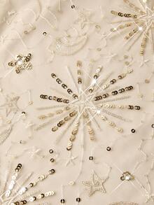 Ellevyn Women's Mesh Backless Tie-Up Elegant Romantic Sexy Date Dress, Evening Cocktail Party Dress, Wedding Guest Dress, Holiday Vacation Dress, Girls' Night Out, Clubwear, Dinner Date Outfit Sequin Dress,Women's Mesh Romantic Elegant Sequin Waist Fitted Sleeveless Mini Dress And 3/4 Sleeve Waist Jacket 2-Piece Set, Suitable For Cocktail Party, Wedding Guest Attire, Club Wear, Vacation - Apricot - View 6