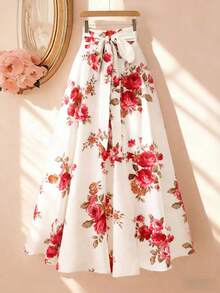 GlowEve CURVE Chân váy in họa tiết thời trang cỡ lớn dành cho nữ, có nơ thắt eo, thích hợp cho mùa xuân/hè. - Nhiều màu - Xem 5