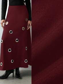 Maija Women's Minimalist Design Hollow-Out Breathable Long Dress, Fashionable For Summer - Burgundy - View 2