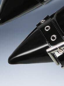 CUCCOO GRLICON Giày cao gót mũi nhọn cho nữ, kiểu dáng tối giản lấy cảm hứng từ xe máy, hở gót, thích hợp cho kỳ nghỉ hè, phối hợp với nhiều phong cách cho dịp Giáng sinh, trang phục biker cá tính, phù hợp cho mùa xuân/hè, trang phục đi nghỉ mát, đồ dùng cần thiết khi đi du lịch, phong cách thập niên 2000. - Màu đen - Xem 3