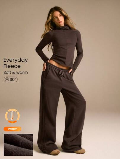 GLOWMODE 日常羊毛保暖柔软轻便侧边滚边口袋松紧腰带抽绳运动裤秋冬日常休闲