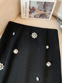 GlowEve Chân váy ngắn thanh lịch đính đá lấp lánh dành cho nữ, thích hợp cho dịp Giáng sinh. - màu đen - Xem 7