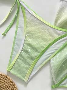 Swim Vcay Women's Multicolor Sequin Bikini Set With Starfish Embellishment Spaghetti Strap Top And Tie Side Bottom - Multicolor - View 5