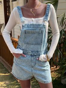 DAZY Women's Washed Casual Loose Denim Bib Pants And Jumpsuit, Suitable For Spring And Summer - Blue - View 2