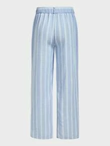 HIMLAND Chaqueta de traje de manga larga de doble botonadura a rayas y pantalones para hombre, conjunto de vestir casual para oficina y uso diario - Azul y blanco - Ver 9