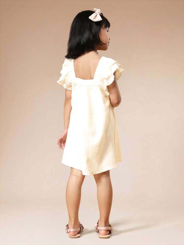 Flutter Sleeve Empire Waist Mini Dress With Ruffles