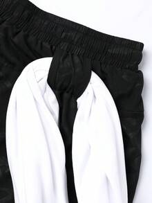 Gym Rark Black Woven Fabric Men's Sports Shorts Short Length Geometric Pattern With Pockets - Black - View 3