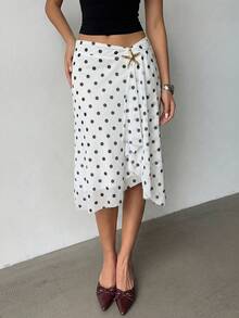 Aloruh Chân váy nữ dáng suông bất đối xứng - Đen và trắng - Xem 6