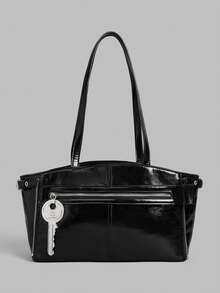 Ontre Women's Shoulder Bag, Zipper Large-Capacity Tote Bag. - Black - View 1