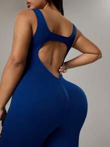 Rhythm Era Plus Size Women Seamless Sleeveless Sports Leggings - Navy Blue - View 6