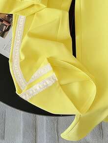 Resyla 女士休闲短袖上衣和裤子两件套，夏季 - 黃色 - 查看 4