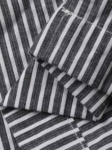 DAZY Women's Waist Tie Striped Pocket Wide Leg Loose Casual Pants - Black - View 7