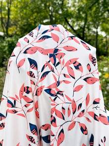 SHEIN 孕妇夏季休闲度假风全身树叶印花方领系腰无袖连衣裙 - 彩色 - 查看 7