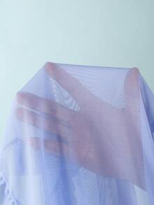 3件套女童蓝白针织纹理夏季沙滩条纹泳衣套装，度假休闲 - 藍色 - 查看 4