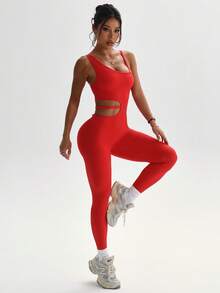 Dewbera Women Seamless Sleeveless Sexy Jumpsuit Pants - Red - View 7