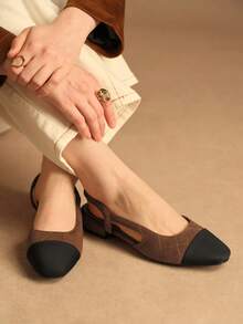 Rosivie Commuting Fashionable Color Block Comfortable Non-Slip Flat Low Heel Women Loafers Valentine's Day - Rust Brown - View 9