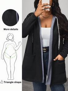 Truni Abrigo con capucha con cordón y bolsillos para mujeres en talla grande para invierno - Multicolor - Ver 1