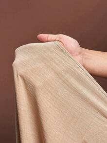 Veslaya 春夏新款加大码V领短袖收腰A字下摆短裙 - 卡其色 - 查看 12