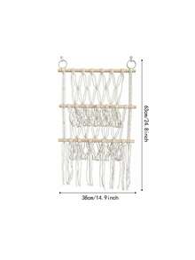 Madebyblanc 1 Pc Wall-Mounted Handwoven Rope Storage Rack - Multi-Layer Organizer For Stuffed Animals, Magazines & Newspapers Bedroom Home Decor Tapestry Art Piece - Multicolor - View 6