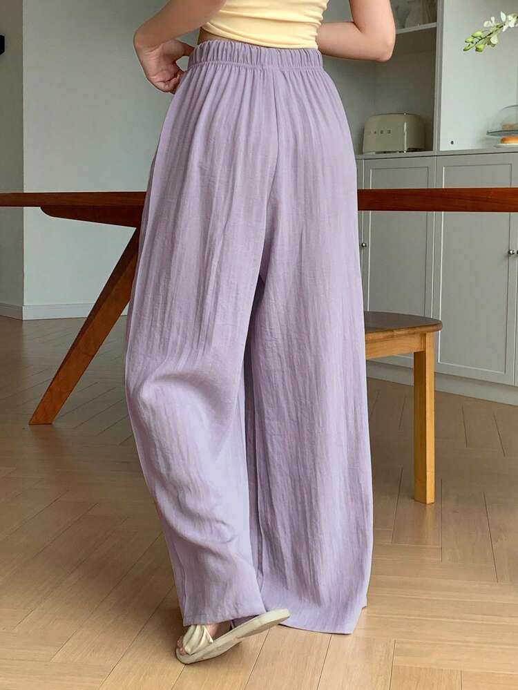 Women's Casual Drawstring Waist Pants, Loose Fit Loungewear
