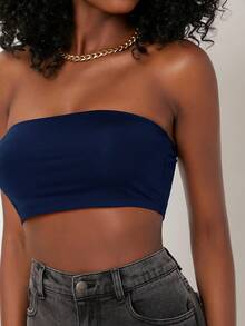 SHEIN BASICS 女士极简无袖露脐吊带背心，夏季休闲通勤装 - 寶藍色 - 查看 6