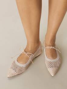 Styleloop Zapatos planos versátiles y casuales para uso diario con cordones trenzados - Albaricoque - Ver 10