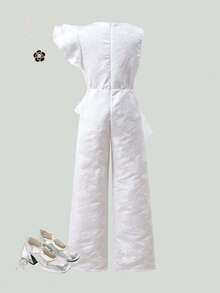 Mono asimétrico de diseño de moda para niñas preadolescentes - Blanco - Ver 2