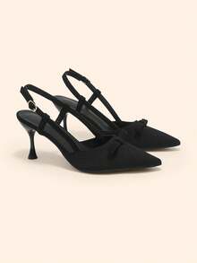 CUCCOO BASICS Women's Fashionable & Elegant Commuter Pumps With Bow Decor Spring Shoes - Black - View 5