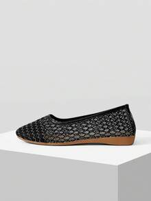 Mnmlis Zapatos planos de moda para mujer - Negro - Ver 1