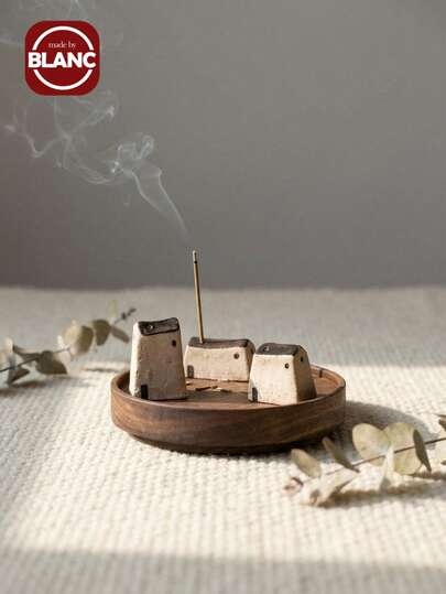 Madebyblanc 3pcs Creative Mini House, Handmade Incense Stick, Incense Stand, Incense Table, Zen Home Tea Ceremony, Incense Stick, Incense Tray, Suitable For Birthday Party Gifts, Suitable For Study And Tea Room