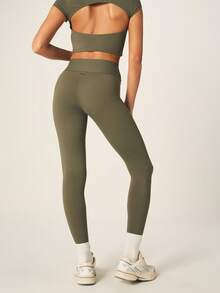 Missguided x Playboy 高腰Logo运动休闲紧身裤，圆形印花设计，专为活力女性打造 - 綠色 - 查看 2